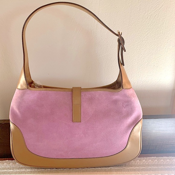 🎉2X HOST PICK‼️ Authentic 💥GUCCI💥 Lavender Suede & Tan Leather Shoulder Bag✨✨✨ - Picture 5 of 11